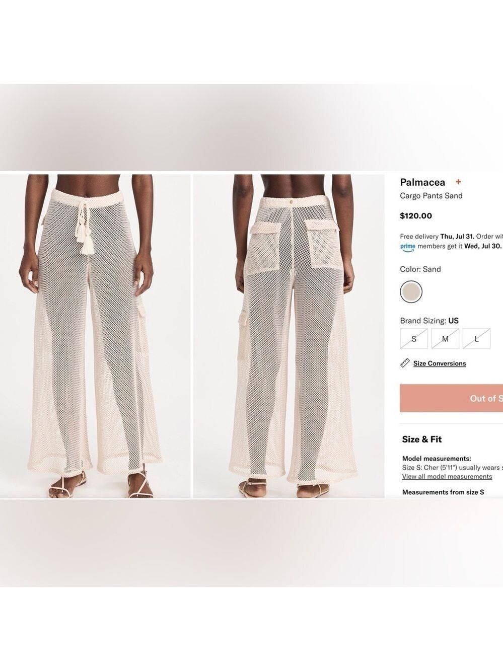 Palmacea Mesh Cargo  Swim Cover up Pants - Picture 5 of 5
